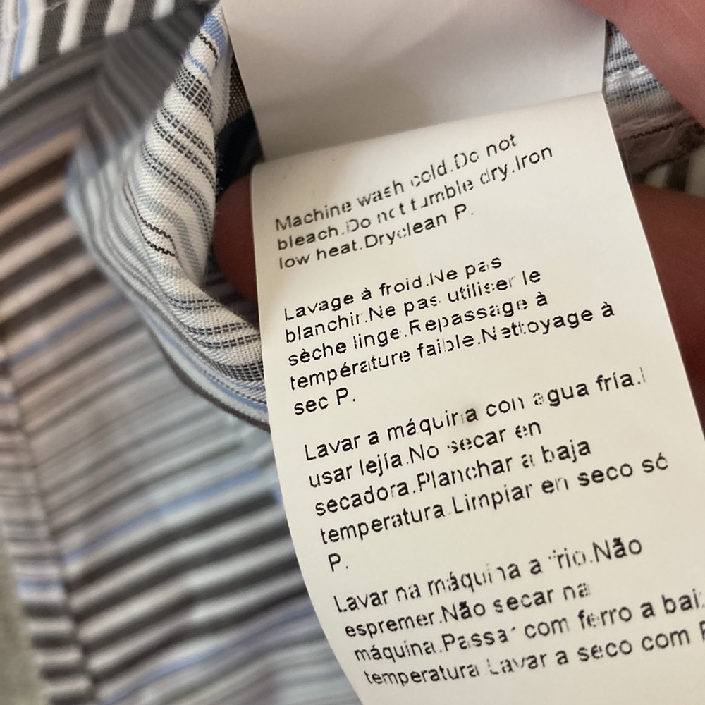 Hugo Boss Men's Dress Shirt Turkish Cotton Stripes White/Blue/Gray Size 16/33 - Picture 8 of 9